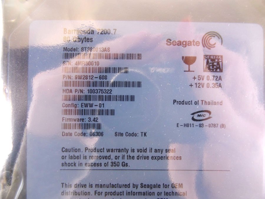 SUN 540-7054 80GB 7.2K SATA DISK DRIVE