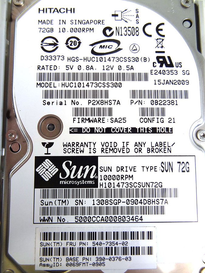 SUN 540-7354 73GB 10K 2.5 SAS DISK DRIVE