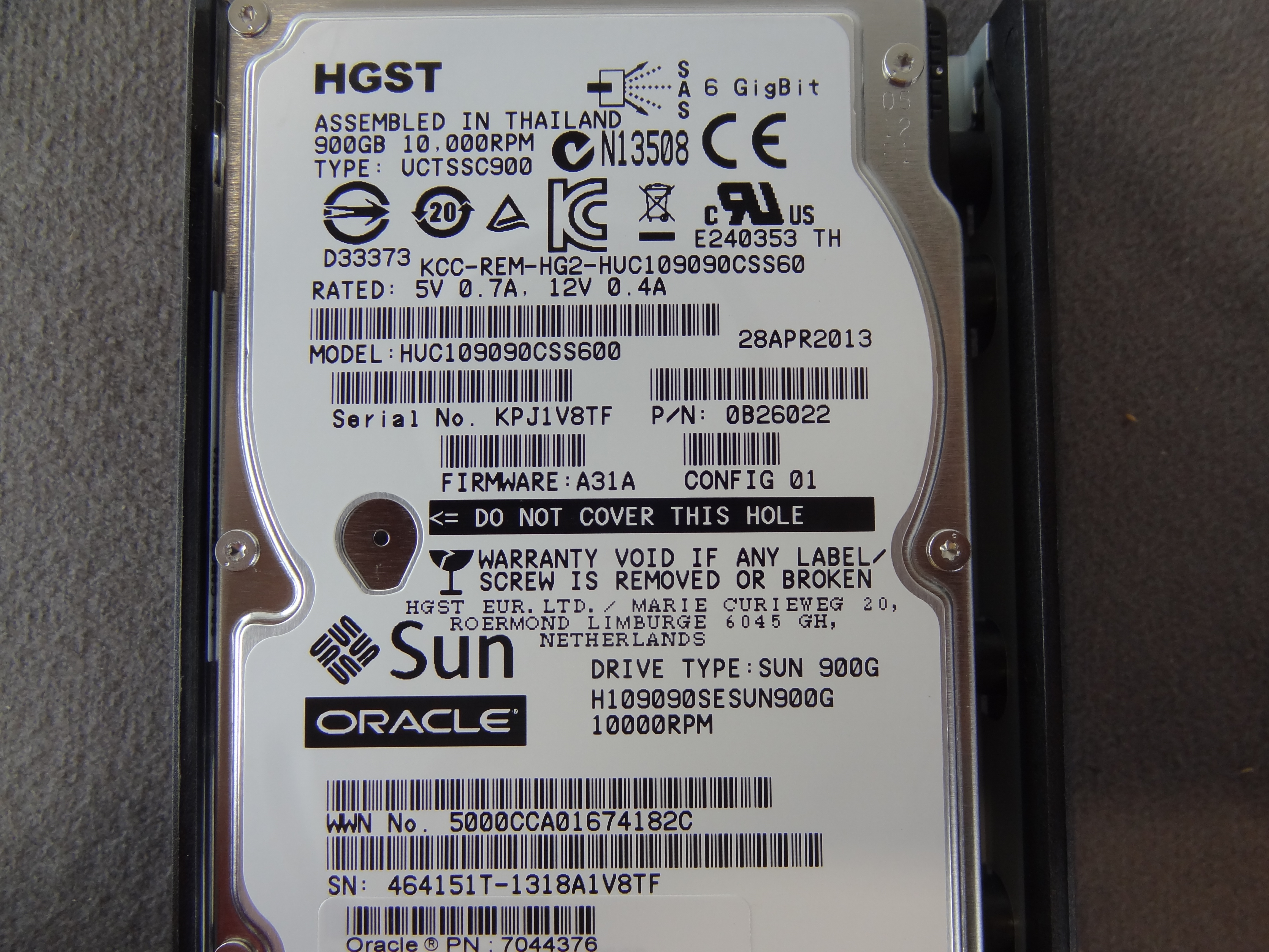 SUN 7044376 900GB 10K SAS DISK DRIVE *New Bulk*