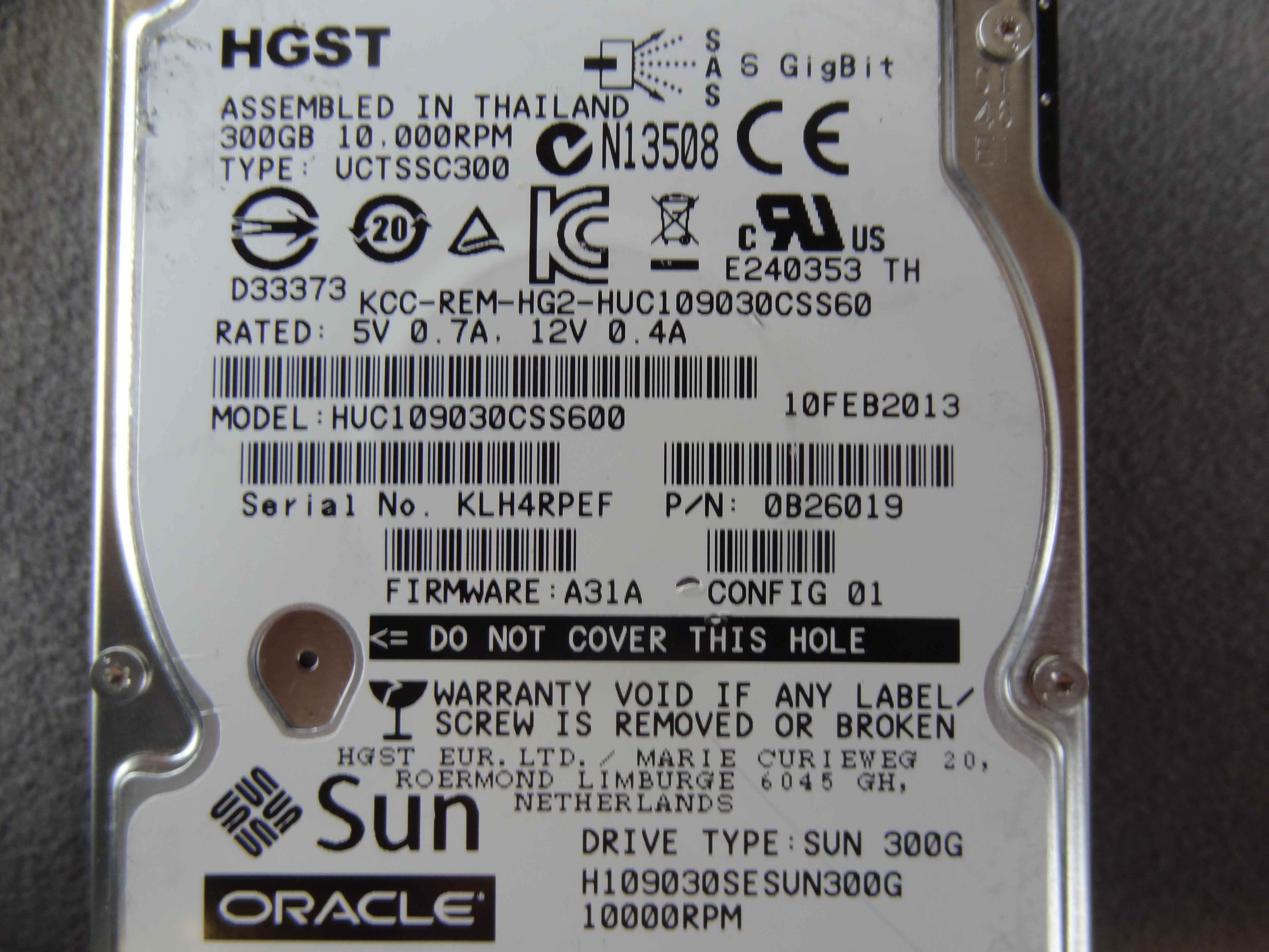 SUN 7045226 Hitachi HUC109030CSS600 300GB - 10000 RPM - SAS Disk