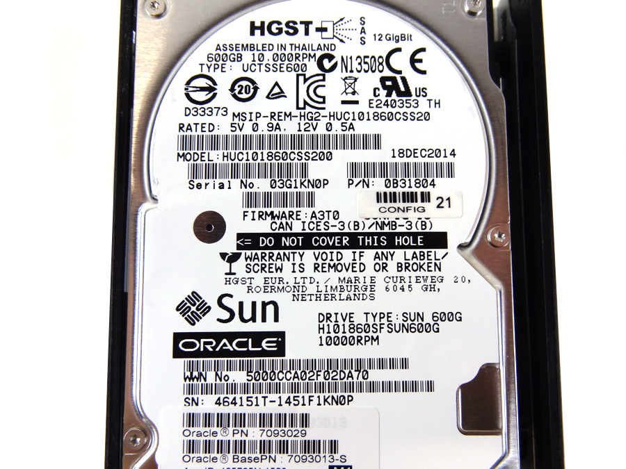 SUN 7093029 600GB 10K 12G SAS DISK DRIVE