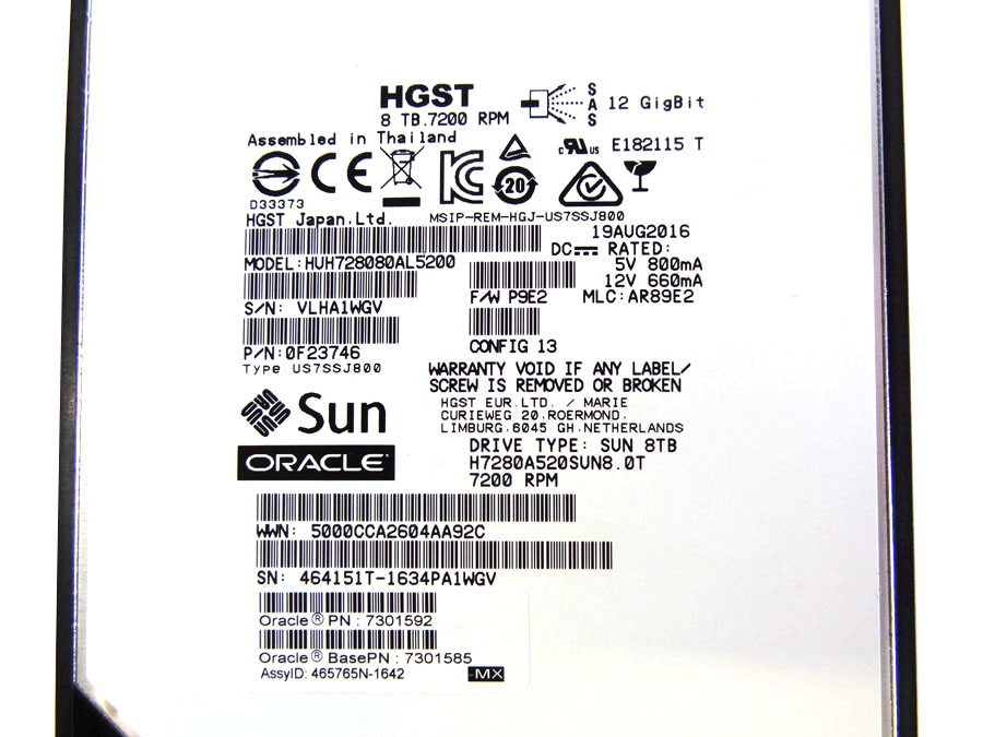 SUN 7301592 8TB 7.2K SAS DISK DRIVE - 7111897, 7301585, 7301588 