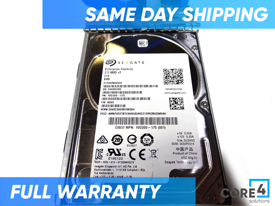 CISCO UCS-HD2T7K12G 2TB 12G SAS 7.2K SFF HDD - ST2000NX0433