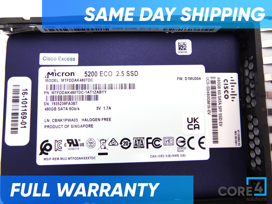 CISCO UCS-SD480GM1X-EV Enterprise 480GB 6G 2.5IN SATA SSD 