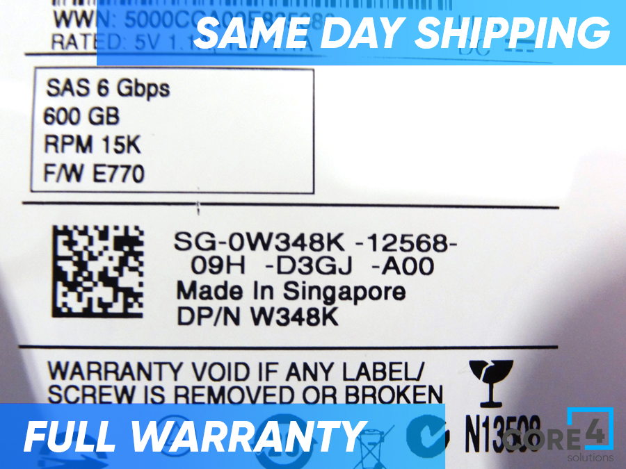 DELL W348K 600GB 15K 3.5 SAS 6GBPS HDD - 0B24496