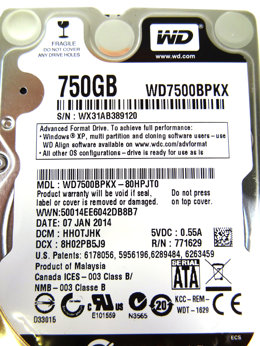 WD WD7500BPKX 750GB 6G 7.2K SATA DISK DRIVE