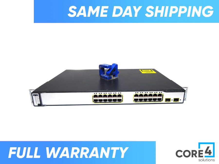 CISCO WS-C3750-24PS-S Catalyst 3750 24 10/100 PoE + 2 SFP Switch