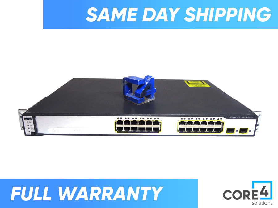 CISCO WS-C3750-24PS-S Catalyst 3750 24 10/100 PoE + 2 SFP Switch *New Sealed* 