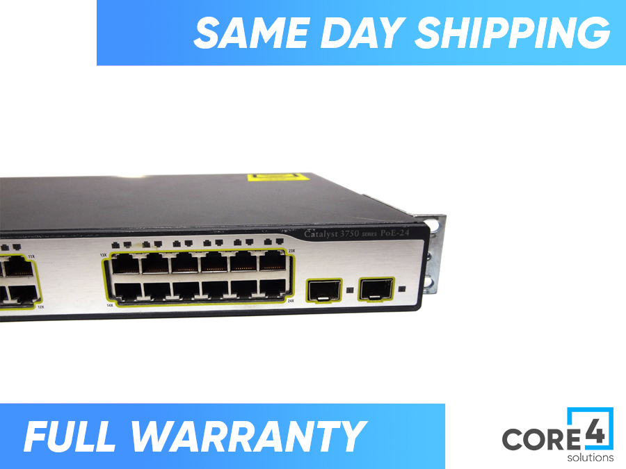 CISCO WS-C3750-24PS-S Catalyst 3750 24 10/100 PoE + 2 SFP Switch