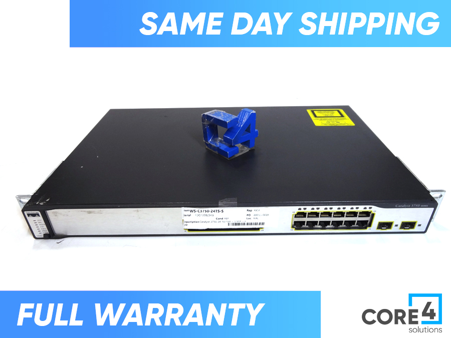 CISCO WS-C3750-24TS-S Catalyst 3750 24 10/100 + 2 SFP + SWITCH