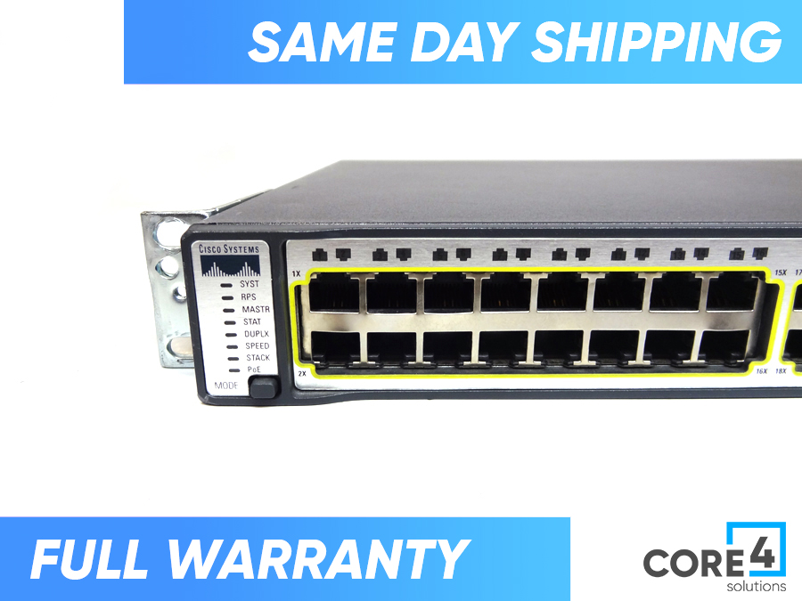 CISCO WS-C3750-48PS-E Catalyst 3750 48 10/100 PoE + 4 SFP Switch