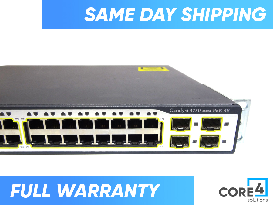 CISCO WS-C3750-48PS-E Catalyst 3750 48 10/100 PoE + 4 SFP Switch